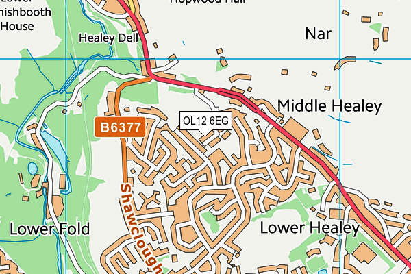 OL12 6EG map - OS VectorMap District (Ordnance Survey) OL12 6EG map - OS VectorMap District (Ordnance Survey)