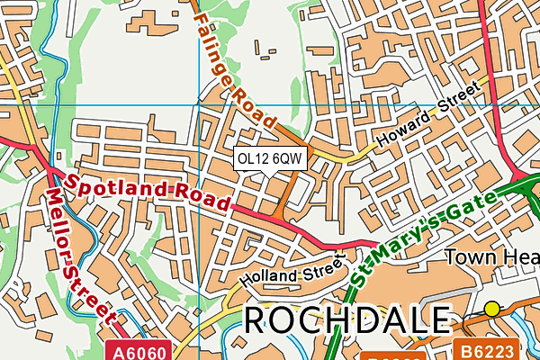 OL12 6QW map - OS VectorMap District (Ordnance Survey)