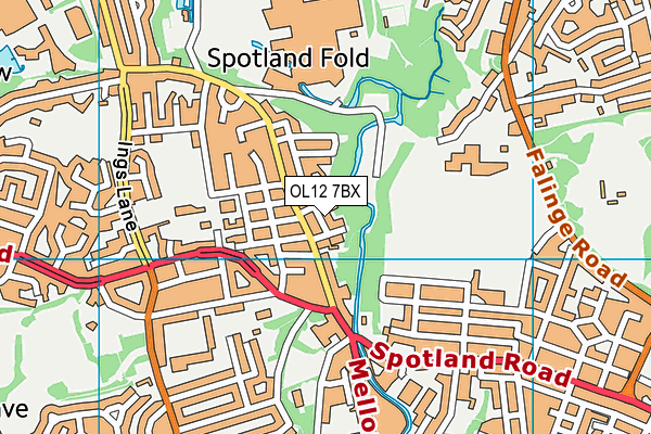 OL12 7BX map - OS VectorMap District (Ordnance Survey)