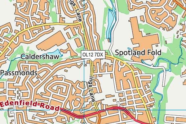 OL12 7DX map - OS VectorMap District (Ordnance Survey) OL12 7DX map - OS VectorMap District (Ordnance Survey)