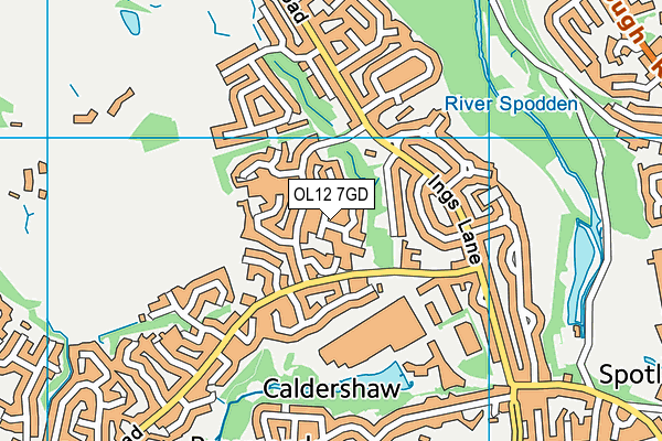 OL12 7GD map - OS VectorMap District (Ordnance Survey) OL12 7GD map - OS VectorMap District (Ordnance Survey)