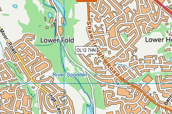 OL12 7HN map - OS VectorMap District (Ordnance Survey)