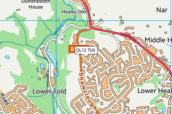 OL12 7HX map - OS VectorMap District (Ordnance Survey) OL12 7HX map - OS VectorMap District (Ordnance Survey)