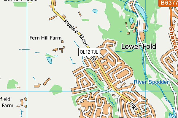 OL12 7JL map - OS VectorMap District (Ordnance Survey) OL12 7JL map - OS VectorMap District (Ordnance Survey)