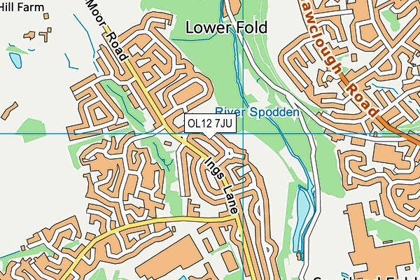OL12 7JU map - OS VectorMap District (Ordnance Survey) OL12 7JU map - OS VectorMap District (Ordnance Survey)