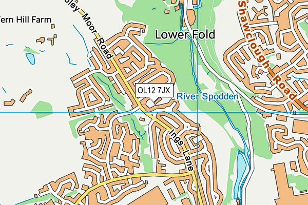 OL12 7JX map - OS VectorMap District (Ordnance Survey) OL12 7JX map - OS VectorMap District (Ordnance Survey)