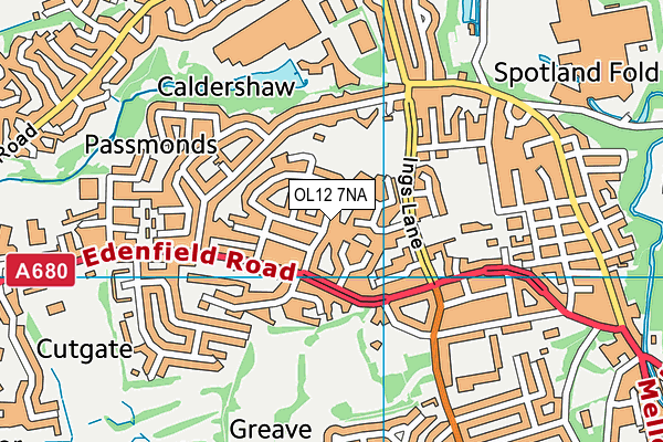 OL12 7NA map - OS VectorMap District (Ordnance Survey) OL12 7NA map - OS VectorMap District (Ordnance Survey)