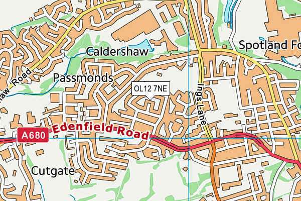 OL12 7NE map - OS VectorMap District (Ordnance Survey) OL12 7NE map - OS VectorMap District (Ordnance Survey)