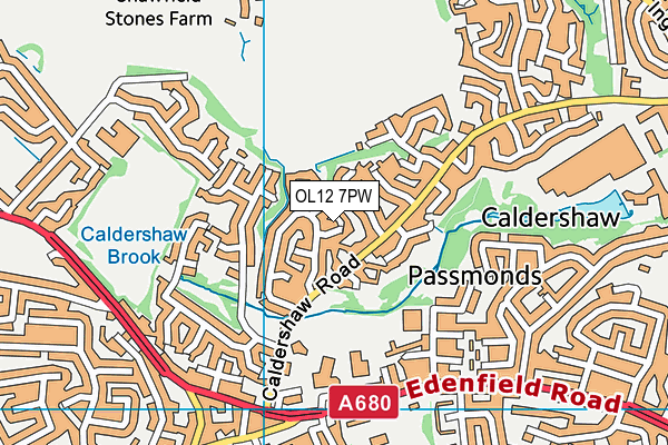 OL12 7PW map - OS VectorMap District (Ordnance Survey) OL12 7PW map - OS VectorMap District (Ordnance Survey)