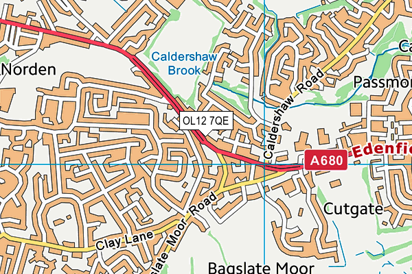 OL12 7QE map - OS VectorMap District (Ordnance Survey) OL12 7QE map - OS VectorMap District (Ordnance Survey)