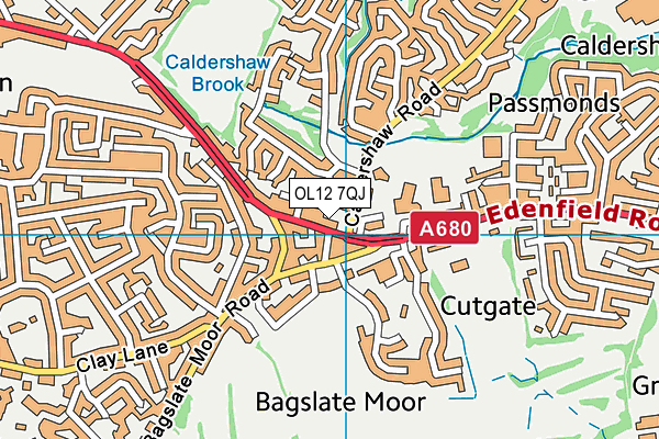 OL12 7QJ map - OS VectorMap District (Ordnance Survey) OL12 7QJ map - OS VectorMap District (Ordnance Survey)
