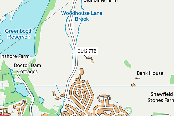 OL12 7TB map - OS VectorMap District (Ordnance Survey)