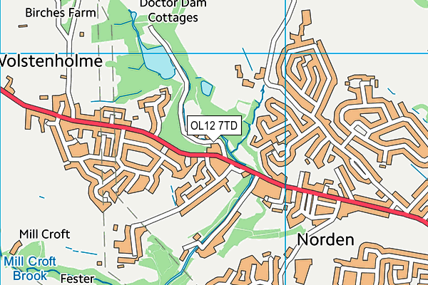 OL12 7TD map - OS VectorMap District (Ordnance Survey) OL12 7TD map - OS VectorMap District (Ordnance Survey)