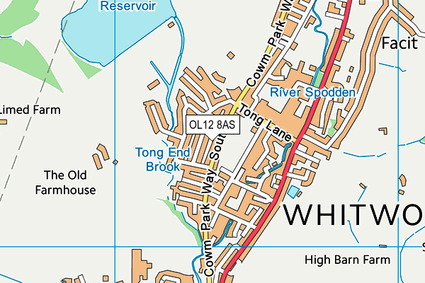 OL12 8AS map - OS VectorMap District (Ordnance Survey)