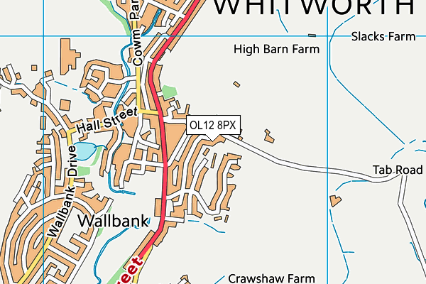OL12 8PX map - OS VectorMap District (Ordnance Survey) OL12 8PX map - OS VectorMap District (Ordnance Survey)