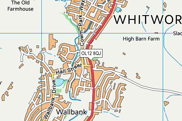 OL12 8QJ map - OS VectorMap District (Ordnance Survey) OL12 8QJ map - OS VectorMap District (Ordnance Survey)