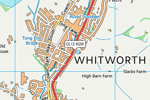 OL12 8QW map - OS VectorMap District (Ordnance Survey) OL12 8QW map - OS VectorMap District (Ordnance Survey)
