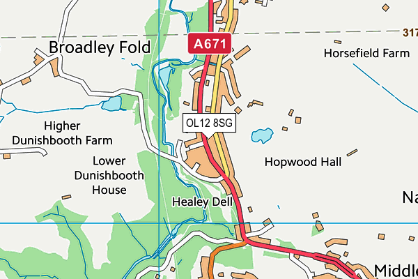 OL12 8SG map - OS VectorMap District (Ordnance Survey) OL12 8SG map - OS VectorMap District (Ordnance Survey)