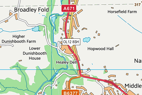 OL12 8SH map - OS VectorMap District (Ordnance Survey) OL12 8SH map - OS VectorMap District (Ordnance Survey)