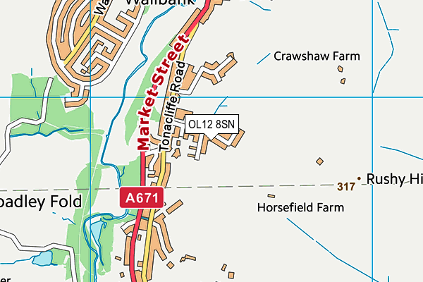 OL12 8SN map - OS VectorMap District (Ordnance Survey) OL12 8SN map - OS VectorMap District (Ordnance Survey)