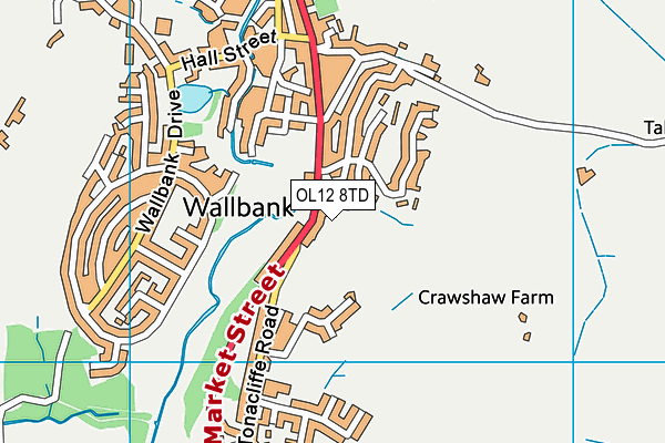 OL12 8TD map - OS VectorMap District (Ordnance Survey) OL12 8TD map - OS VectorMap District (Ordnance Survey)