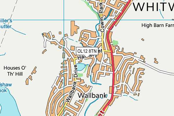 OL12 8TN map - OS VectorMap District (Ordnance Survey) OL12 8TN map - OS VectorMap District (Ordnance Survey)