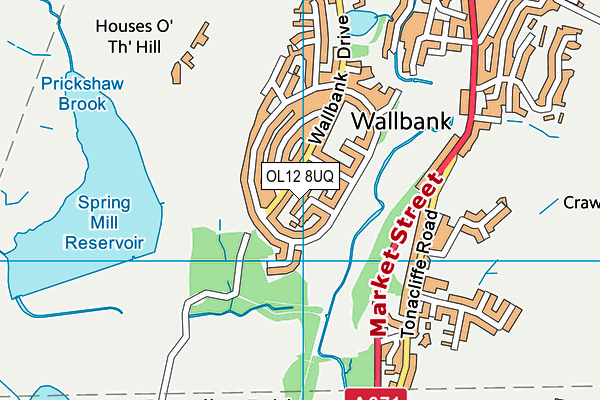 OL12 8UQ map - OS VectorMap District (Ordnance Survey) OL12 8UQ map - OS VectorMap District (Ordnance Survey)
