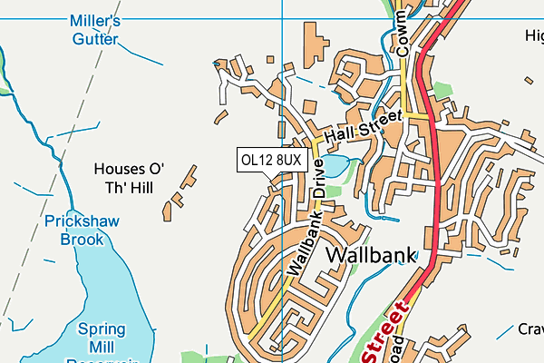 OL12 8UX map - OS VectorMap District (Ordnance Survey) OL12 8UX map - OS VectorMap District (Ordnance Survey)