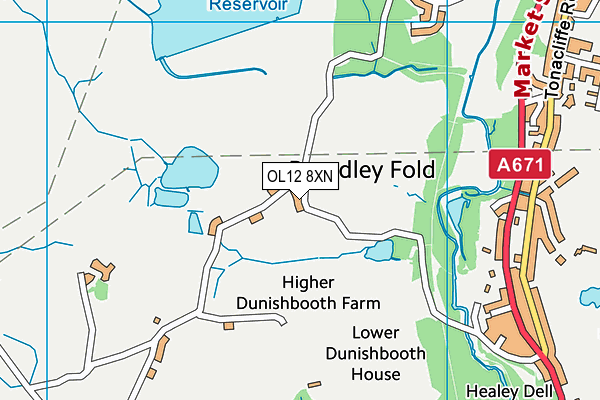 OL12 8XN map - OS VectorMap District (Ordnance Survey) OL12 8XN map - OS VectorMap District (Ordnance Survey)