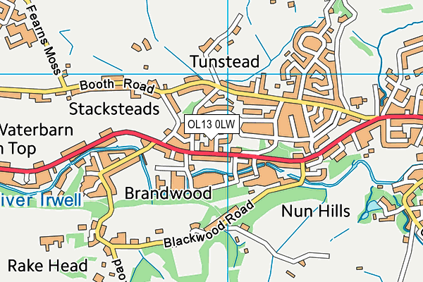 OL13 0LW map - OS VectorMap District (Ordnance Survey) OL13 0LW map - OS VectorMap District (Ordnance Survey)