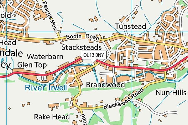 OL13 0NY map - OS VectorMap District (Ordnance Survey) OL13 0NY map - OS VectorMap District (Ordnance Survey)