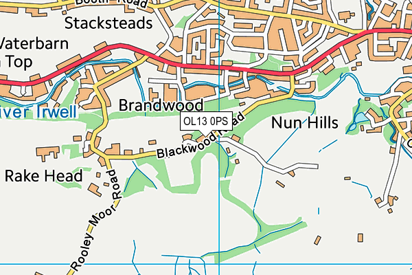 OL13 0PS map - OS VectorMap District (Ordnance Survey)