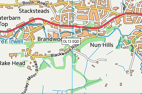 OL13 0QD map - OS VectorMap District (Ordnance Survey) OL13 0QD map - OS VectorMap District (Ordnance Survey)