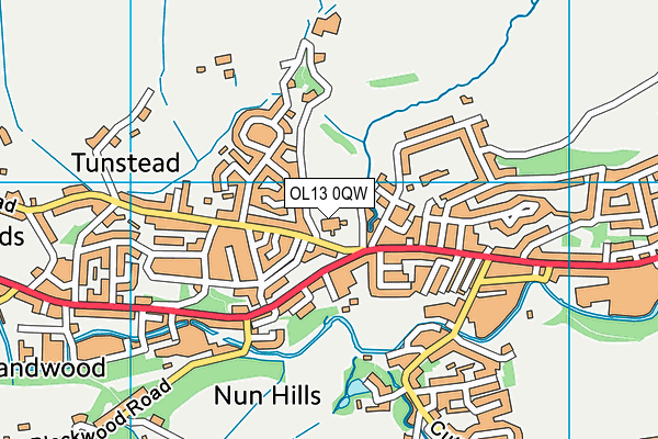 OL13 0QW map - OS VectorMap District (Ordnance Survey) OL13 0QW map - OS VectorMap District (Ordnance Survey)