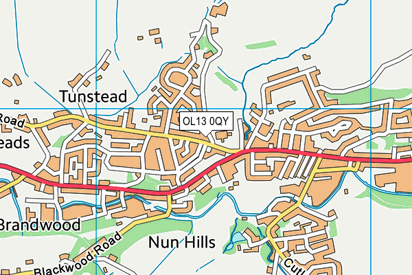 OL13 0QY map - OS VectorMap District (Ordnance Survey) OL13 0QY map - OS VectorMap District (Ordnance Survey)