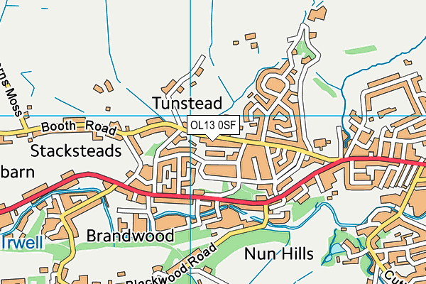 OL13 0SF map - OS VectorMap District (Ordnance Survey)