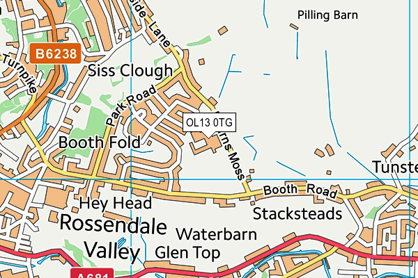 OL13 0TG map - OS VectorMap District (Ordnance Survey) OL13 0TG map - OS VectorMap District (Ordnance Survey)