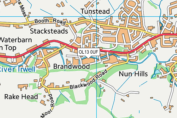 OL13 0UF map - OS VectorMap District (Ordnance Survey) OL13 0UF map - OS VectorMap District (Ordnance Survey)