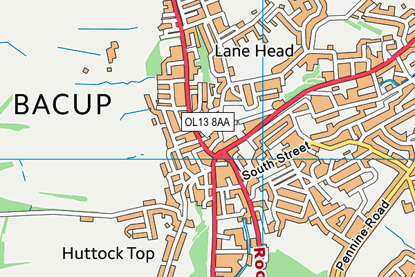 OL13 8AA map - OS VectorMap District (Ordnance Survey) OL13 8AA map - OS VectorMap District (Ordnance Survey)