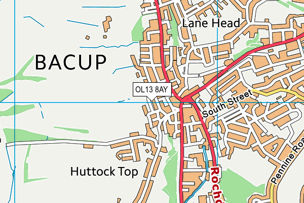OL13 8AY map - OS VectorMap District (Ordnance Survey) OL13 8AY map - OS VectorMap District (Ordnance Survey)