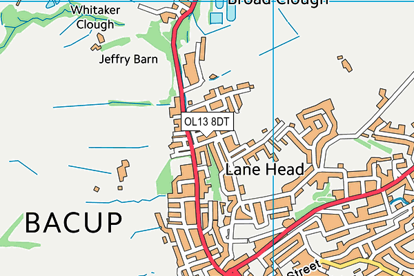 OL13 8DT map - OS VectorMap District (Ordnance Survey)