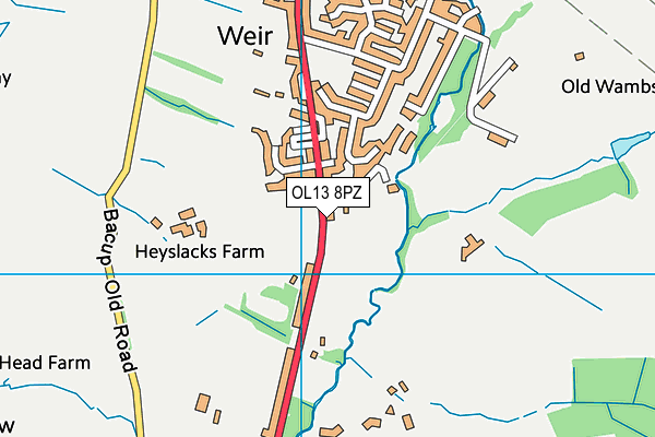 OL13 8PZ map - OS VectorMap District (Ordnance Survey)
