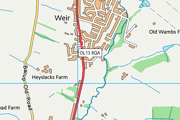 OL13 8QA map - OS VectorMap District (Ordnance Survey) OL13 8QA map - OS VectorMap District (Ordnance Survey)
