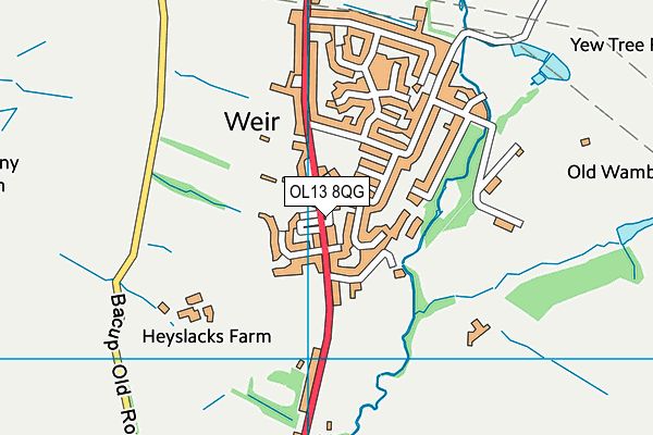 OL13 8QG map - OS VectorMap District (Ordnance Survey)
