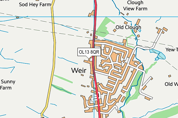 OL13 8QR map - OS VectorMap District (Ordnance Survey) OL13 8QR map - OS VectorMap District (Ordnance Survey)
