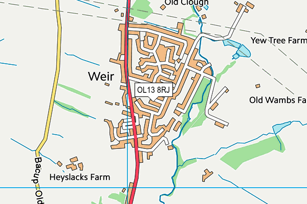 OL13 8RJ map - OS VectorMap District (Ordnance Survey) OL13 8RJ map - OS VectorMap District (Ordnance Survey)