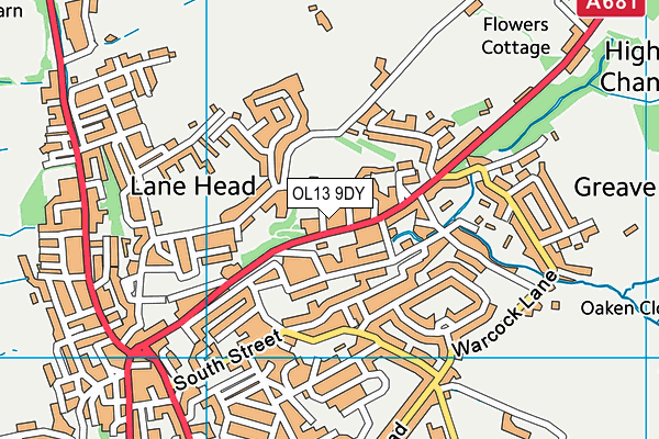 OL13 9DY map - OS VectorMap District (Ordnance Survey) OL13 9DY map - OS VectorMap District (Ordnance Survey)