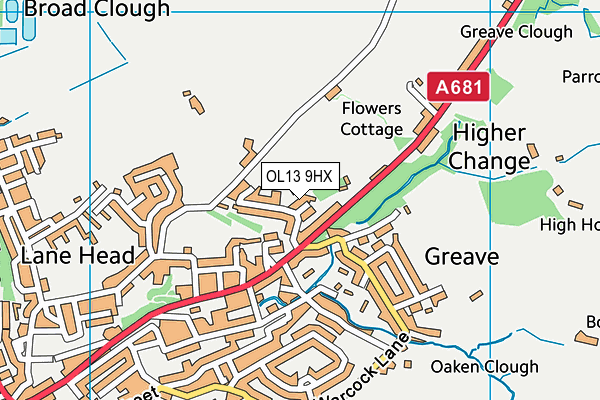OL13 9HX map - OS VectorMap District (Ordnance Survey) OL13 9HX map - OS VectorMap District (Ordnance Survey)