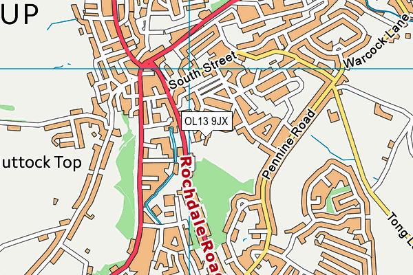 OL13 9JX map - OS VectorMap District (Ordnance Survey)