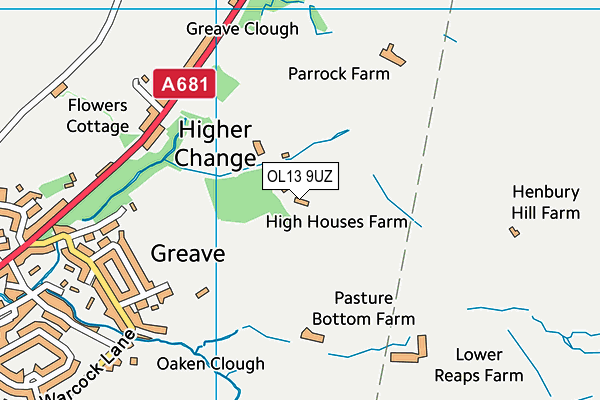 OL13 9UZ map - OS VectorMap District (Ordnance Survey) OL13 9UZ map - OS VectorMap District (Ordnance Survey)
